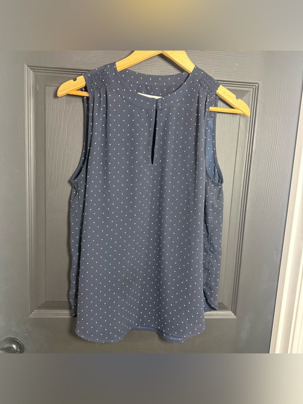 LOFT Navy Stars Sleeveless Keyhole Tank